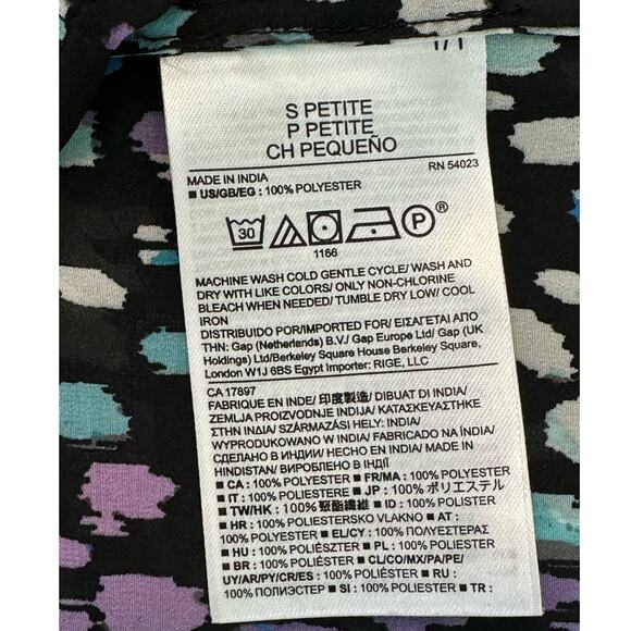 Banana Republic Black Printed Sheer Long Sleeves Button Down Blouse Size PS - Picture 7 of 15